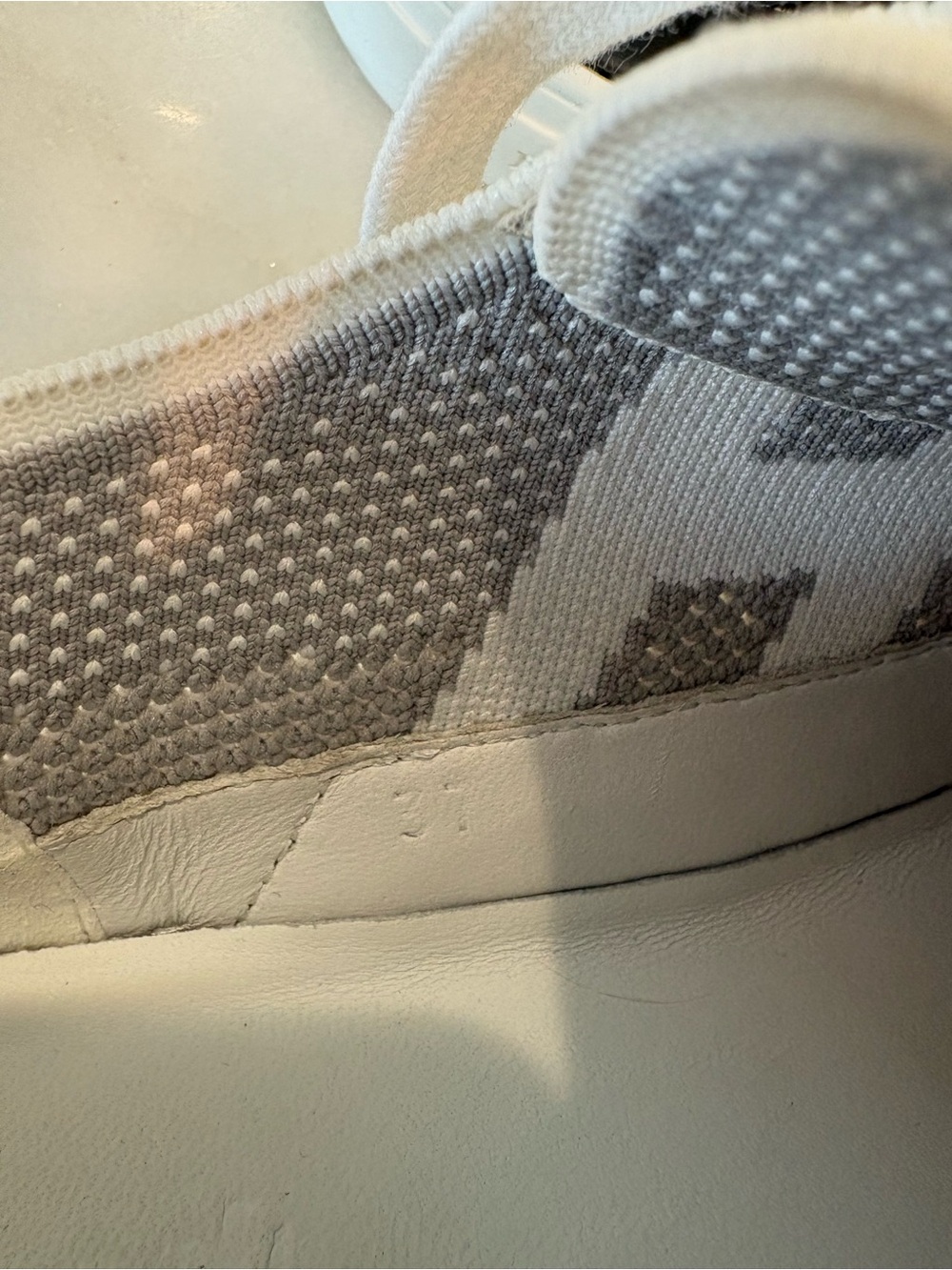 Hermes White Knit Low-Top Sneakers with Black Heel Tab Women 37 - Picture 7 of 13